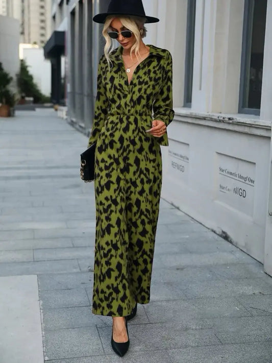 Eliza - Schicker langärmeliger Jumpsuit mit Leopardenmuster