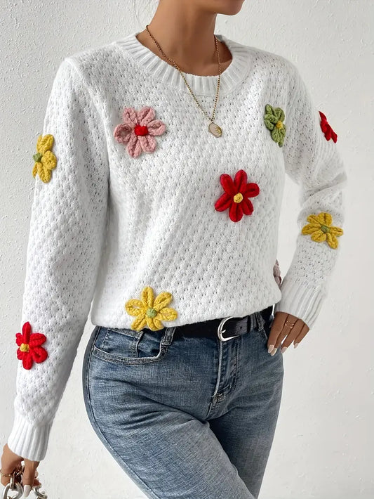 Estelle - Pullover mit Rundhalsausschnitt und Blumendekor