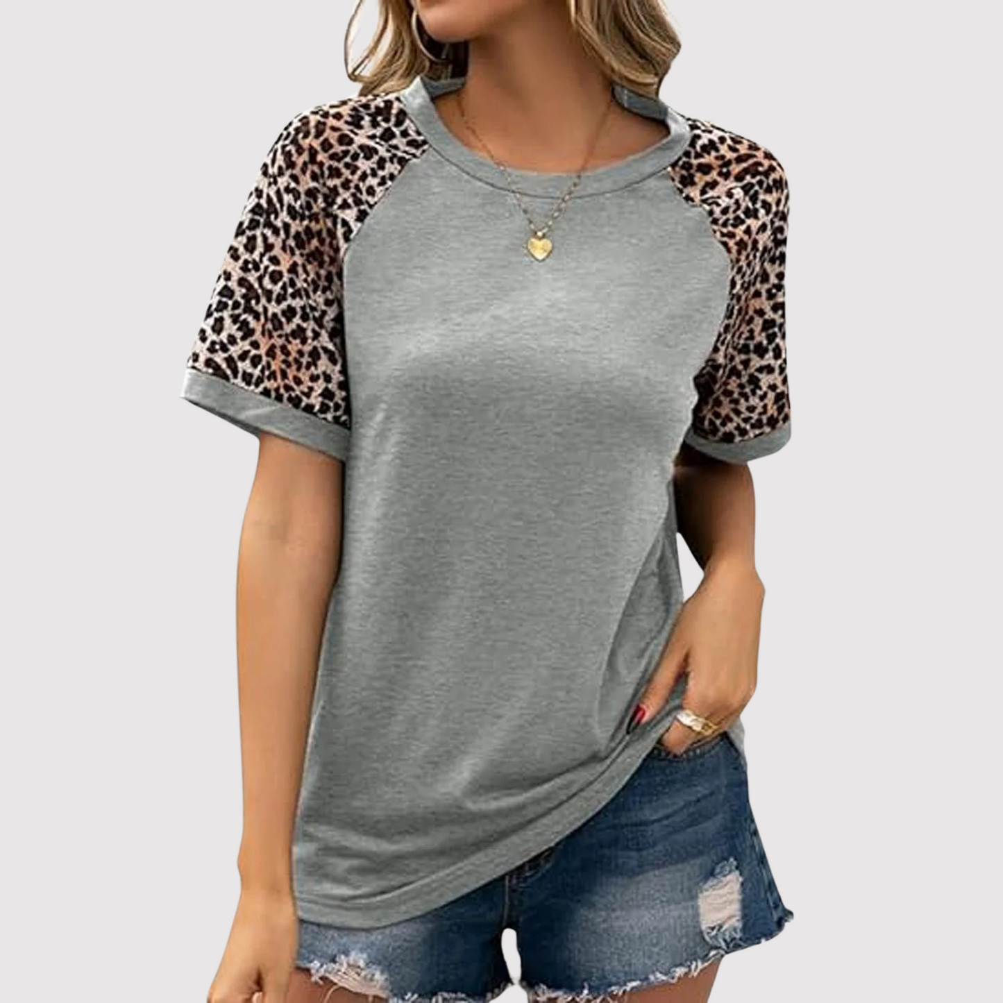 Elsie - Rundhals-Shirt mit Leopardenmuster