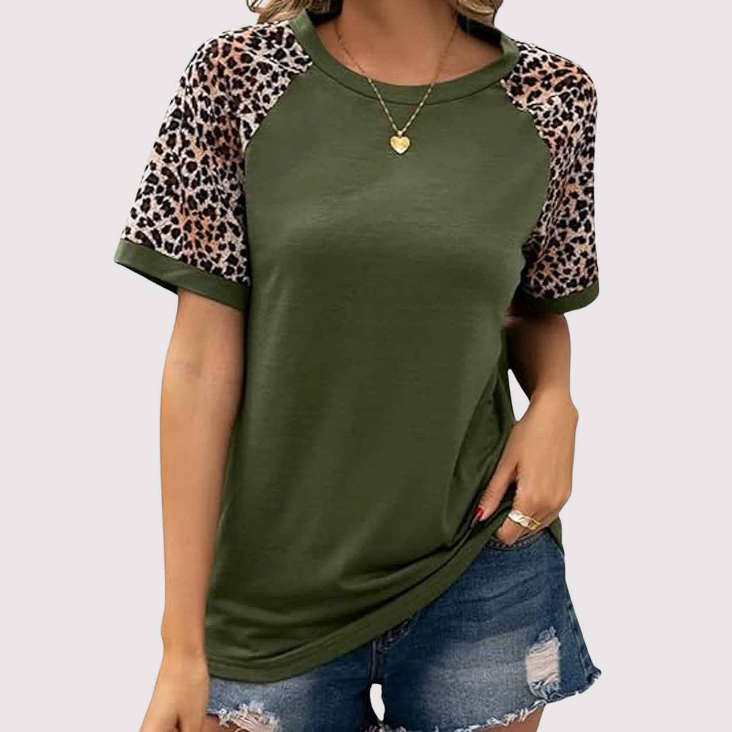 Elsie - Rundhals-Shirt mit Leopardenmuster