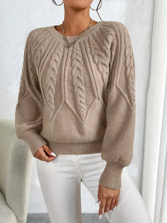 Audrey - Damen Grobstrickpullover mit Puffärmeln