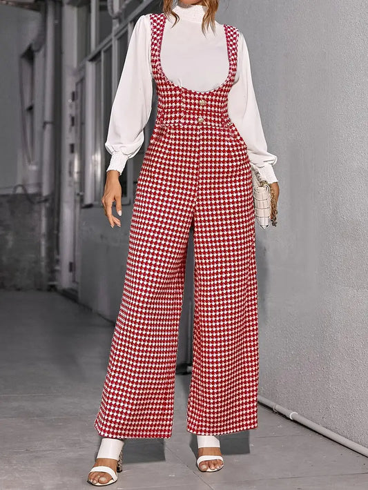 Jane - Eleganter Damen-Overall mit Hahnentritt-Muster