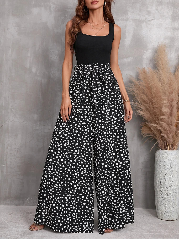 Kelly - Overall mit weitem Bein und Polka Dot-Print