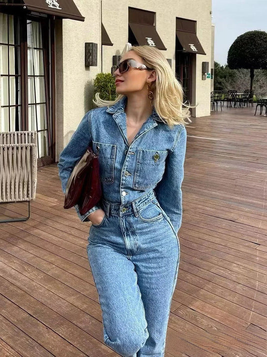 Anita - Mode Denim Jumpsuit