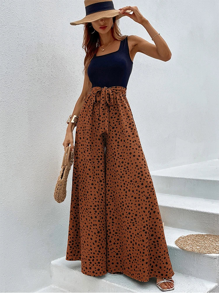 Kelly - Overall mit weitem Bein und Polka Dot-Print